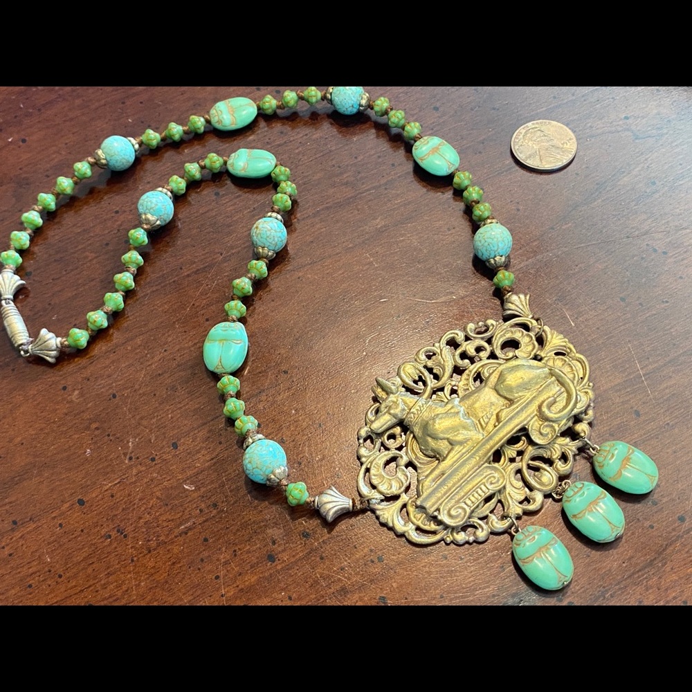 Vintage Egyptian Revival Anubis Necklace - Neiger